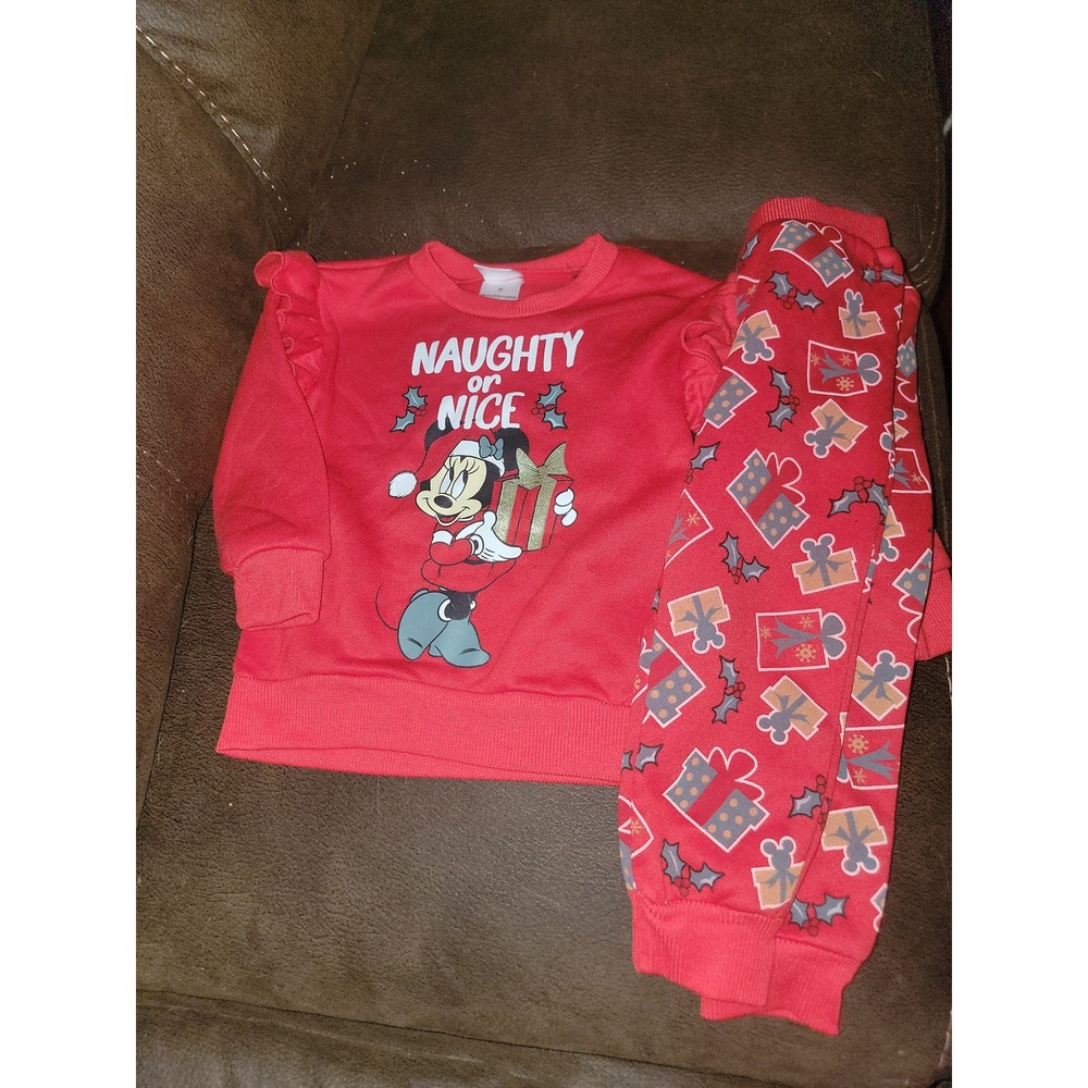 Disney minnie mouse naughty or nice outfit top pants size 2t